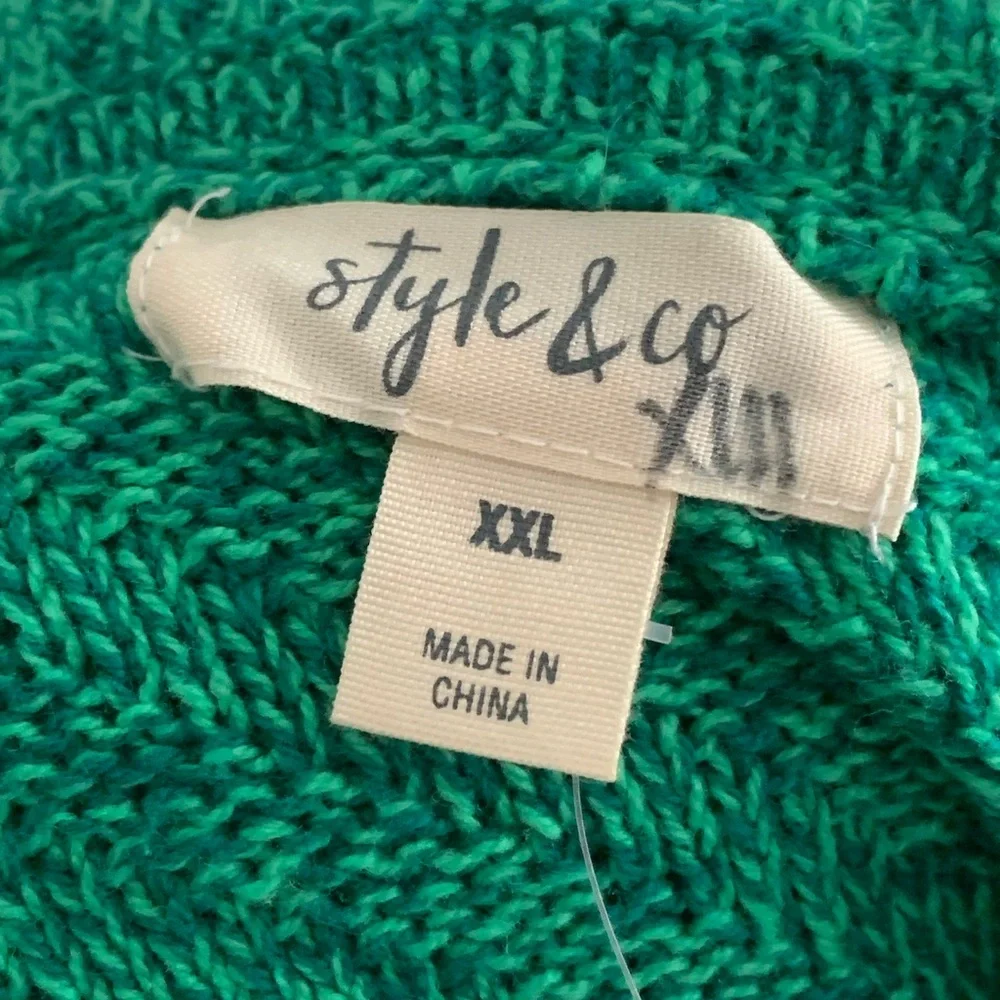 STYLE & CO Women’s Green Marled Asymmetrical Cowl Neck Sweater Size: XXL
